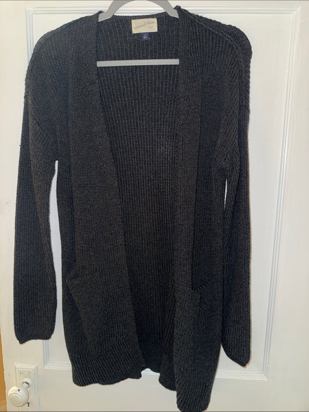 Universal Thread Grey Open-Front Ribbed Cardigan - Picture 2 of 3